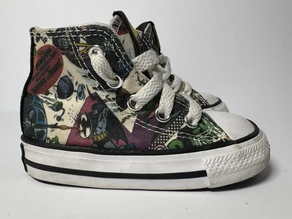 Converse Batman Toddler High Top Sneakers Size 4 Comic Print Shoes